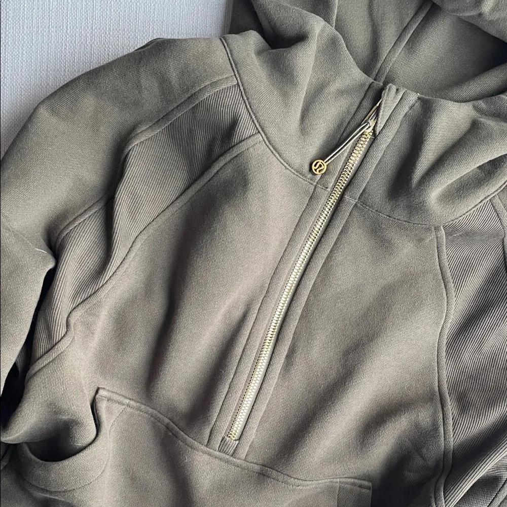 NWT Lululemon Scuba Oversized Half-Zip Hoodie - olive brown/ gold - M/L